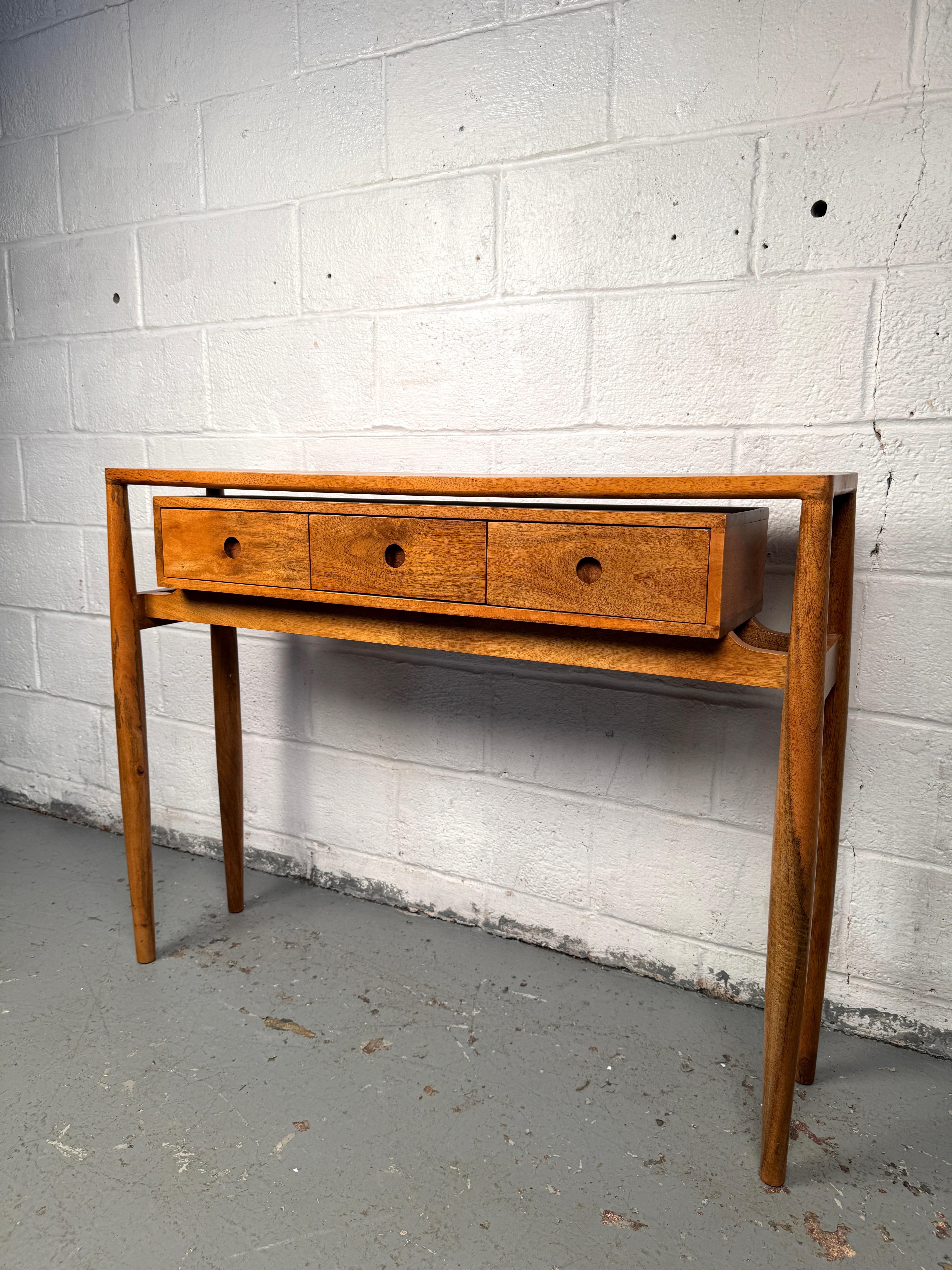Mid-Century Modern Vintage Modern Three Drawer Console Table For Sale