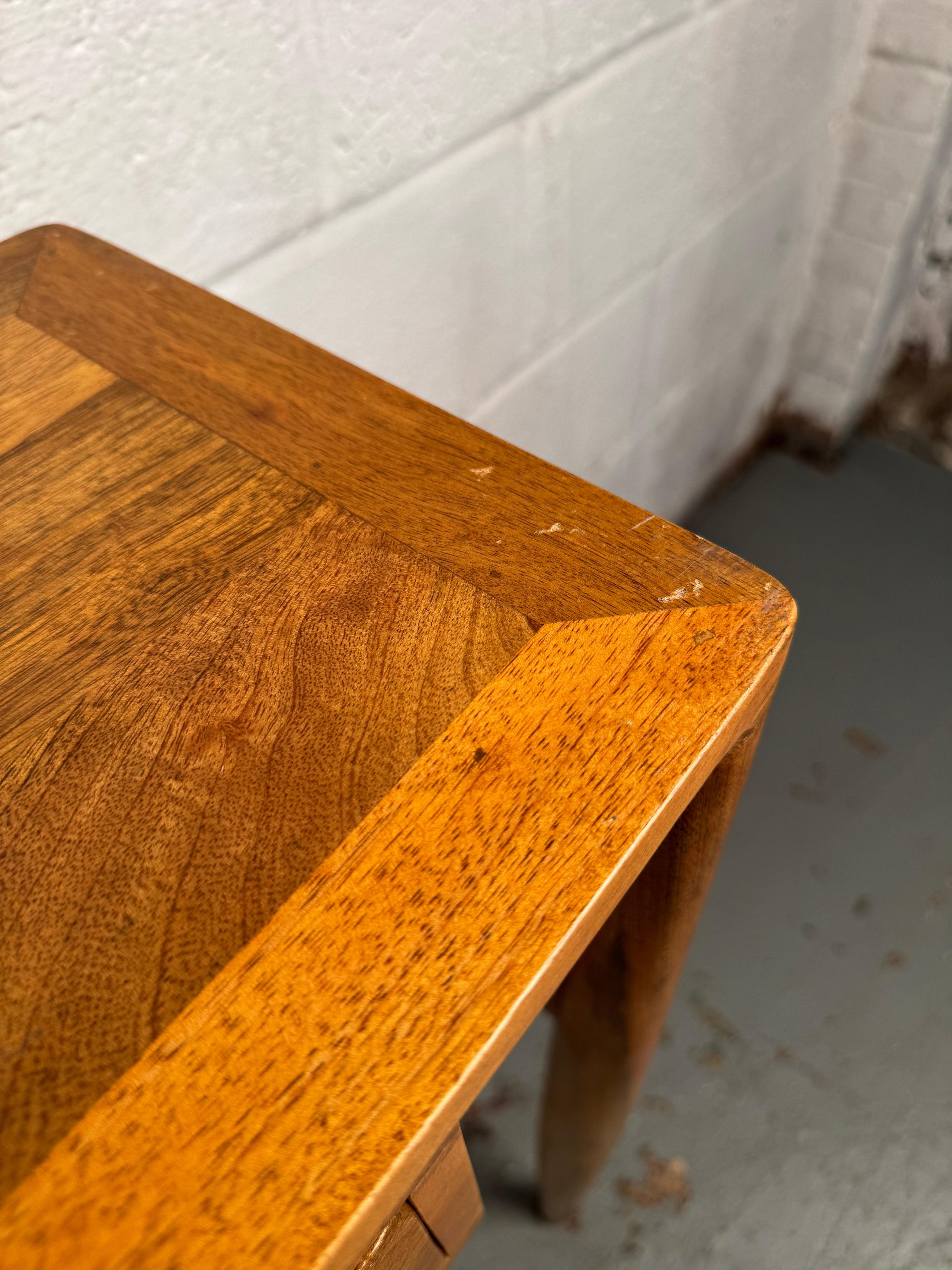 Wood Vintage Modern Three Drawer Console Table For Sale