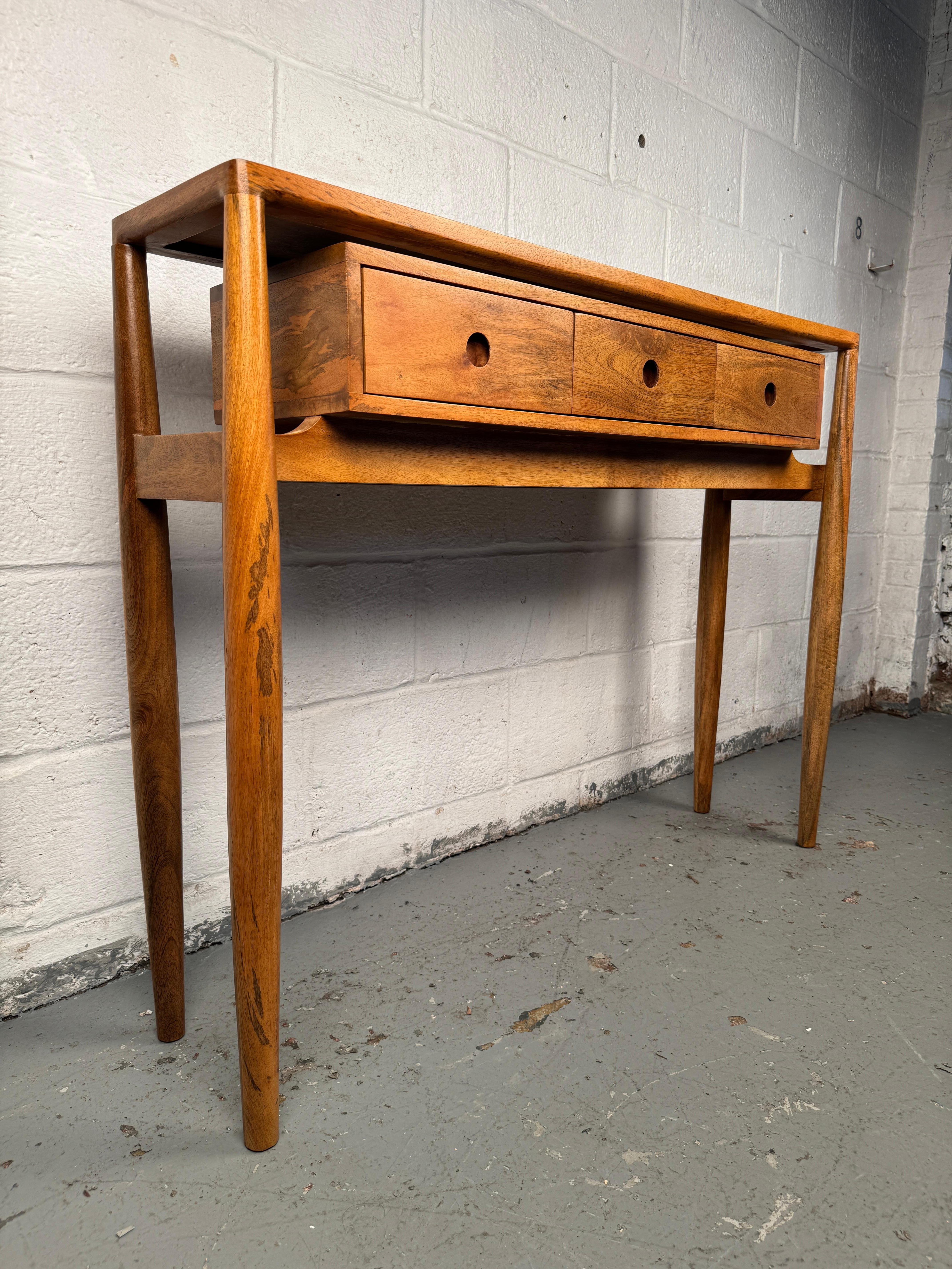 Vintage Modern Three Drawer Console Table For Sale 3