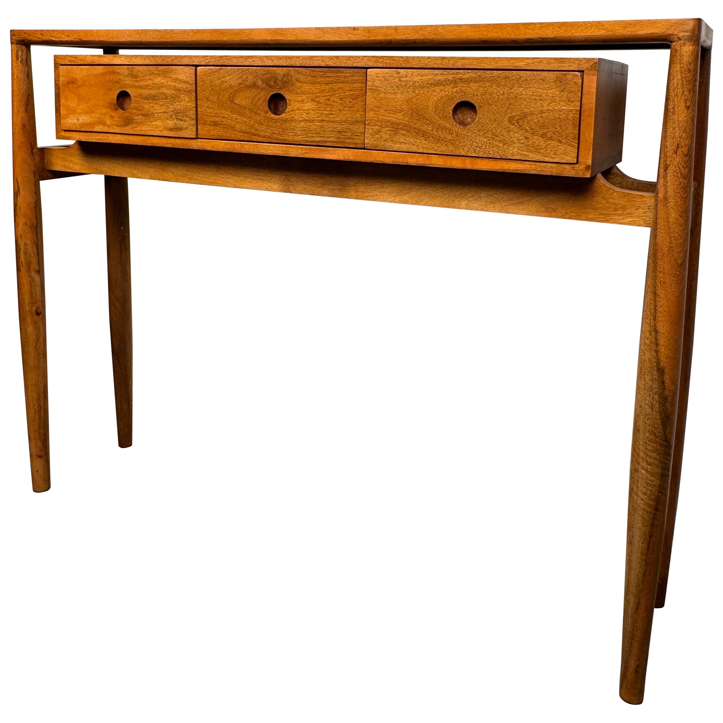 Vintage Modern Three Drawer Console Table For Sale