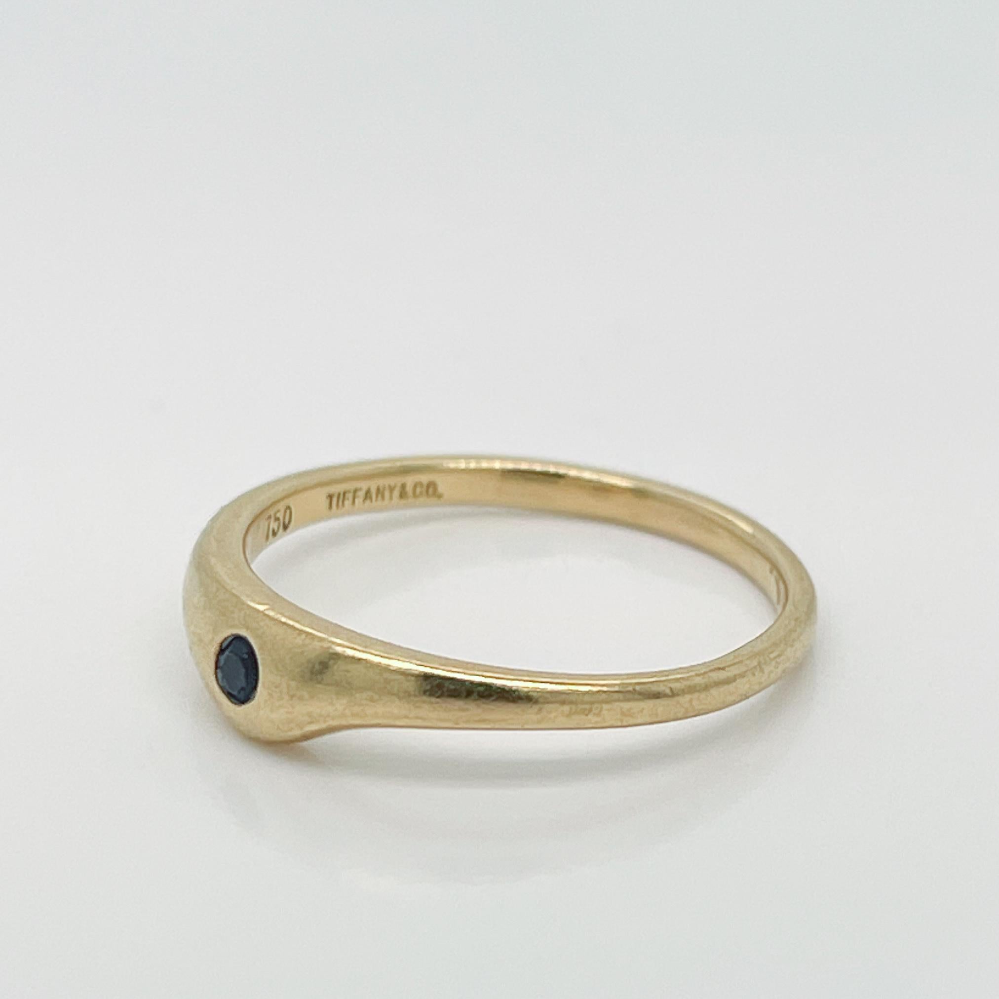 Vintage Modern Tiffany & Co. 18 Karat Gold & Sapphire Ring 2