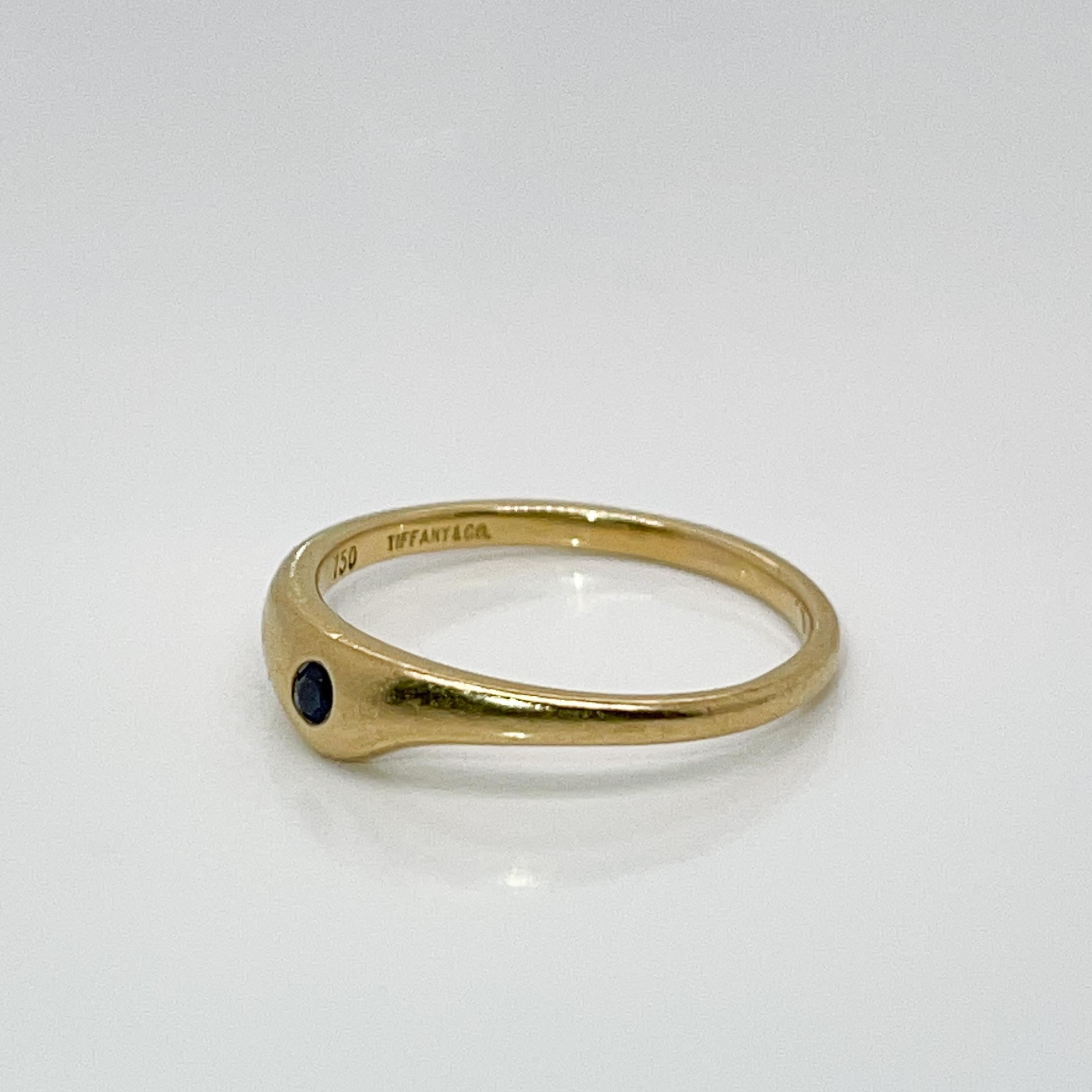 Vintage Modern Tiffany & Co. 18 Karat Gold & Sapphire Ring 5