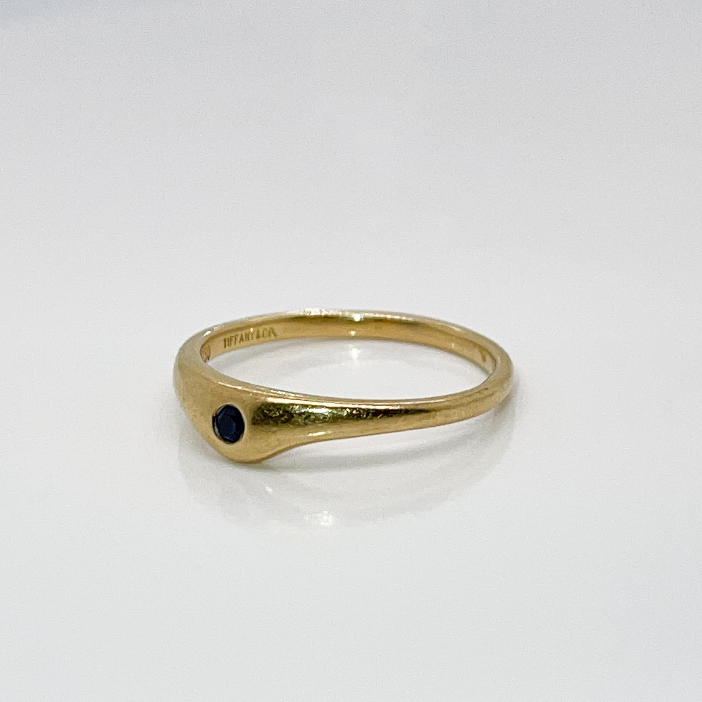 Vintage Modern Tiffany & Co. 18 Karat Gold & Sapphire Ring 6