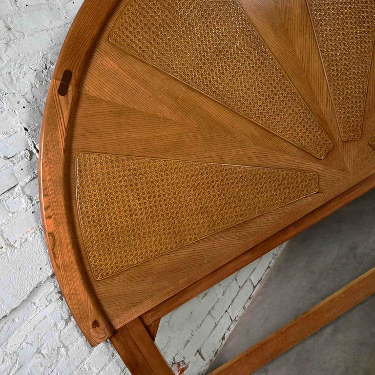 Vintage Modern to Postmodern Arched Rising Sun Pattern Oak and Cane ...