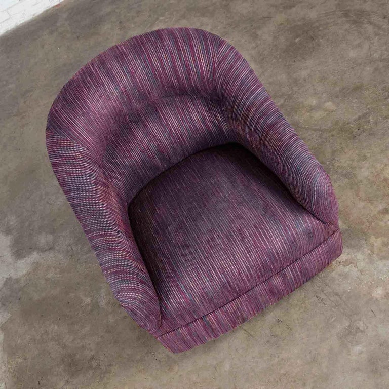 Vintage Modern Tub Shaped Swivel Rocking Chair in Eggplant Purple