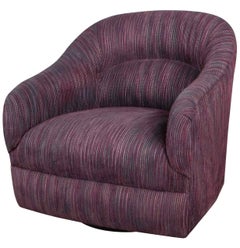 Retro Modern Tub Shaped Swivel Rocking Chair in Eggplant Purple Upholstery