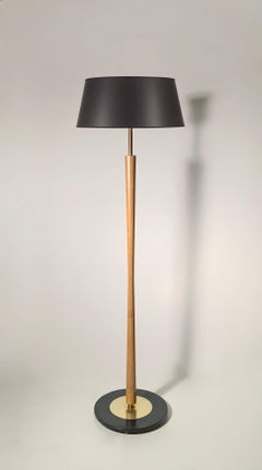 Vintage Lightolier Turned Concave Wood Staff Floor Lamp by Gerald Thurston