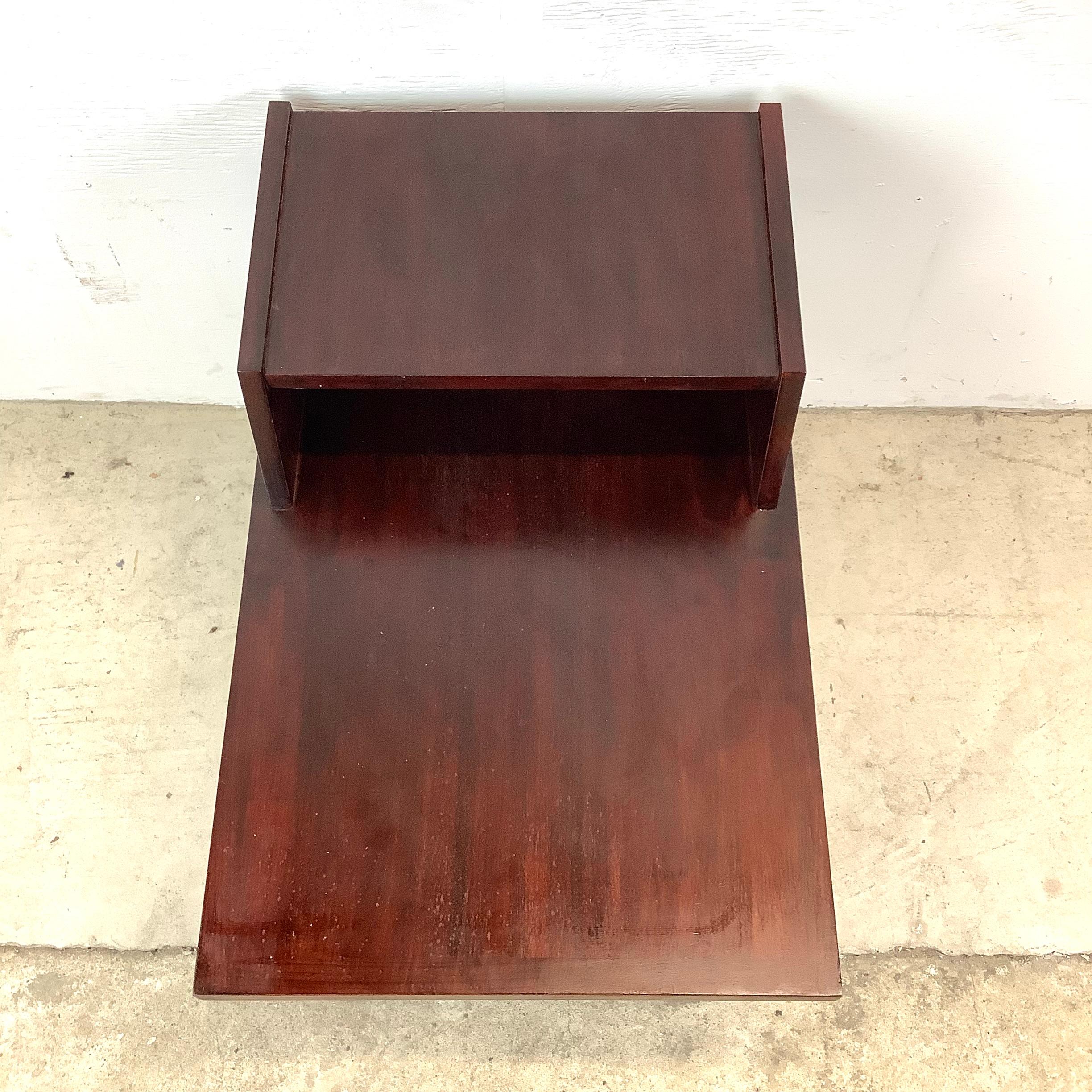 Wood Vintage Modern Two Tier End Table