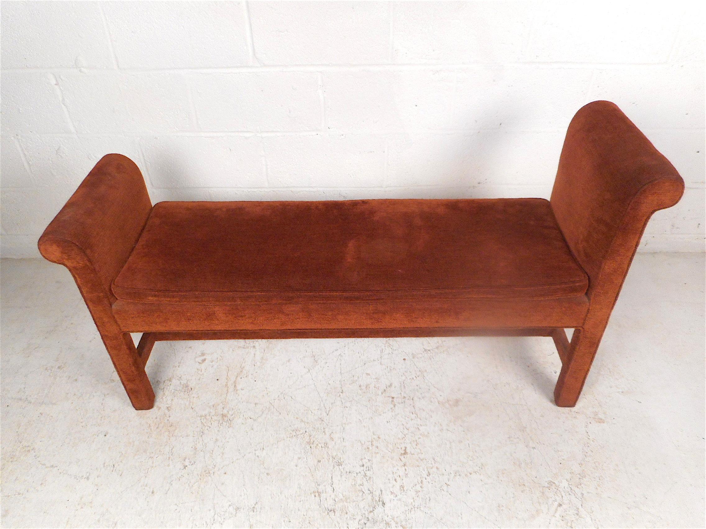 Mid-Century Modern Vintage Modern Upholstered Settee Bench