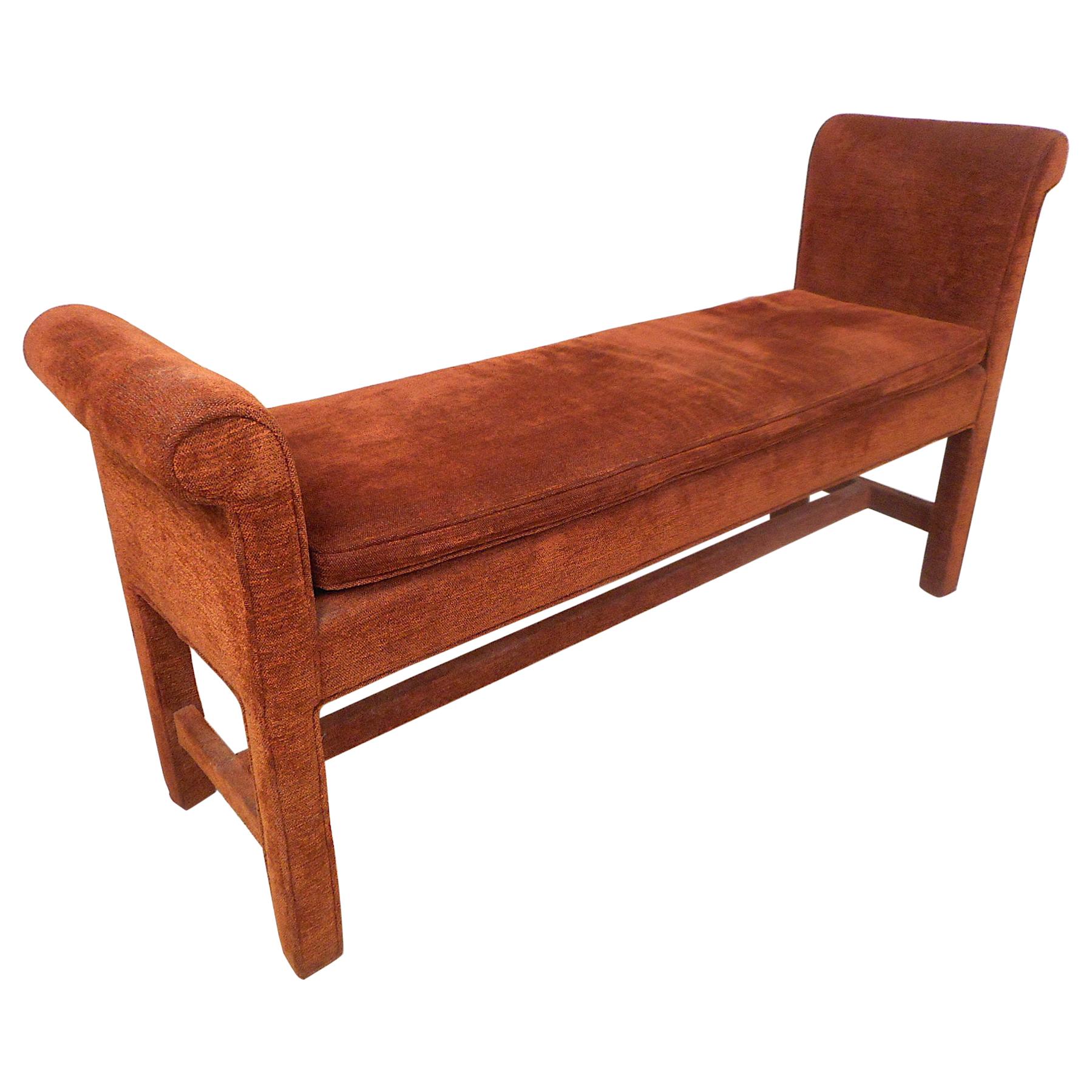 Vintage Modern Upholstered Settee Bench