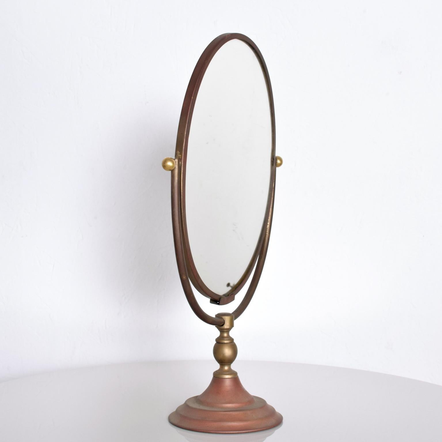 Brass Vintage Modern Vanity Table Mirror Oval