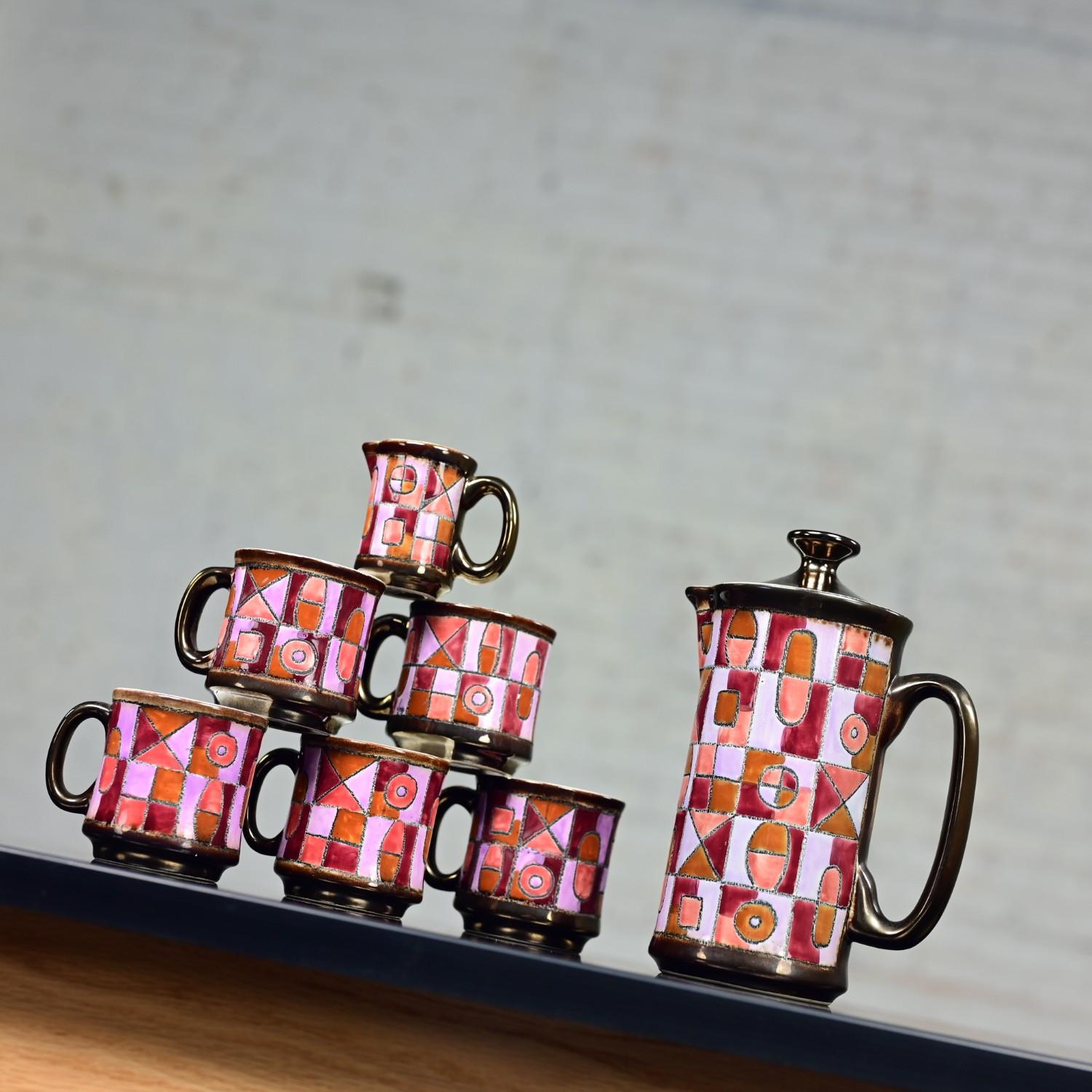 Smaltato Servizio da caffè moderno vintage in ceramica Vega Made in Ecuador di Eduardo Vega in vendita
