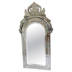 Vintage Modern Venetian Etched and Bevelled Wall Mirror
