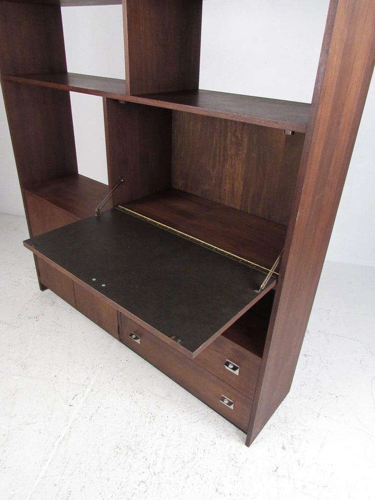 Vintage Modern Walnut Bookcase or Room Divider For Sale at 1stdibs