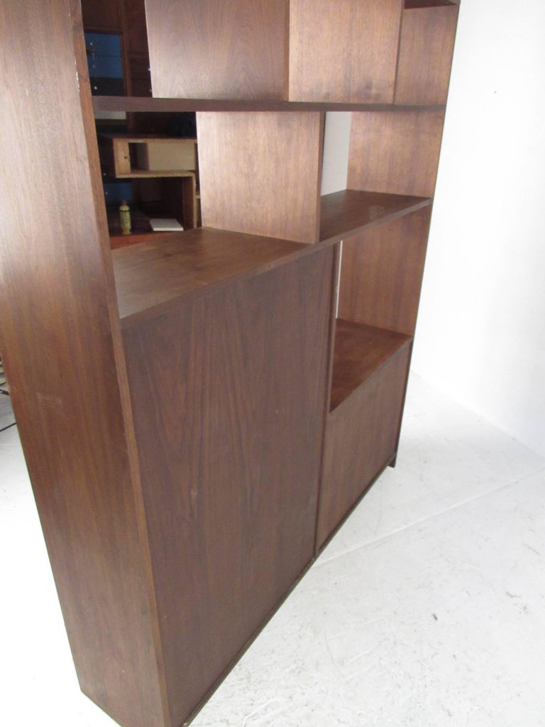 Vintage Modern Walnut Bookcase or Room Divider For Sale at 1stdibs