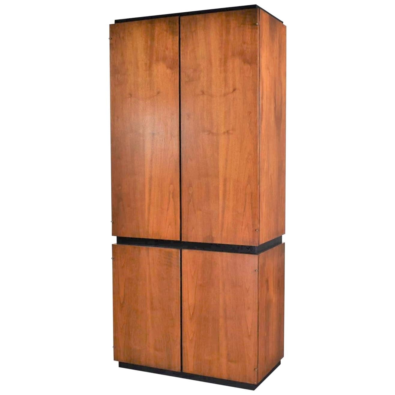 Vintage Modern Walnut Entertainment Cabinet Storage Armoire by Barzilay Furn Mfg