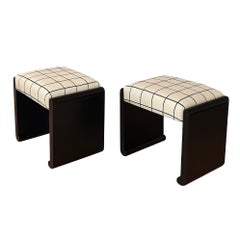 Vintage Modern Waterfall Black Ottomans Kelly Wearstler Lee Jofa Fabric - a Set