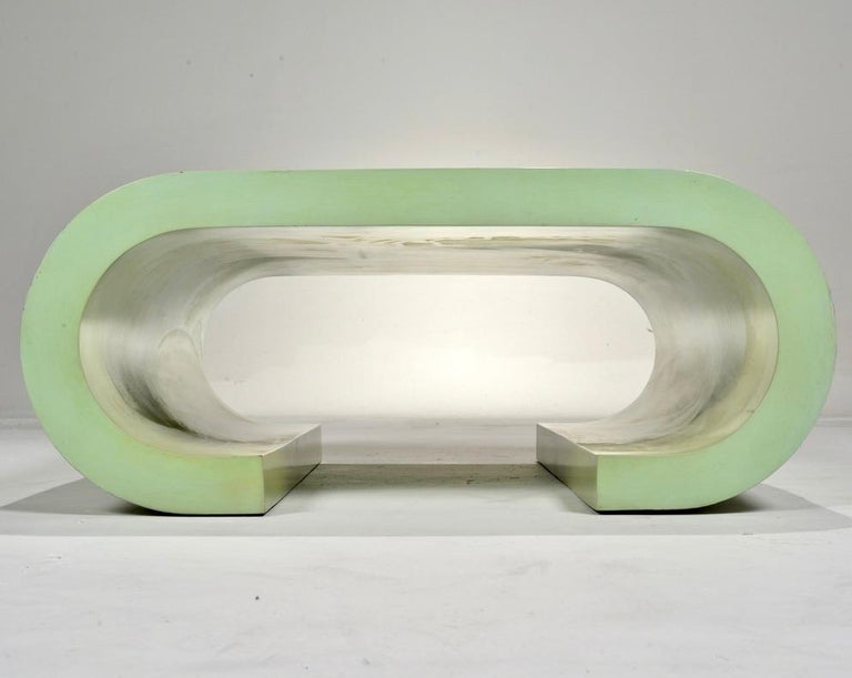 Vintage Modern Waterfall Coffee Table with Scroll Legs For ...