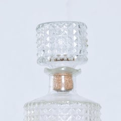 1970s Modern Whiskey Bottle Decanter Diamond Cut-Glass Cork Stopper