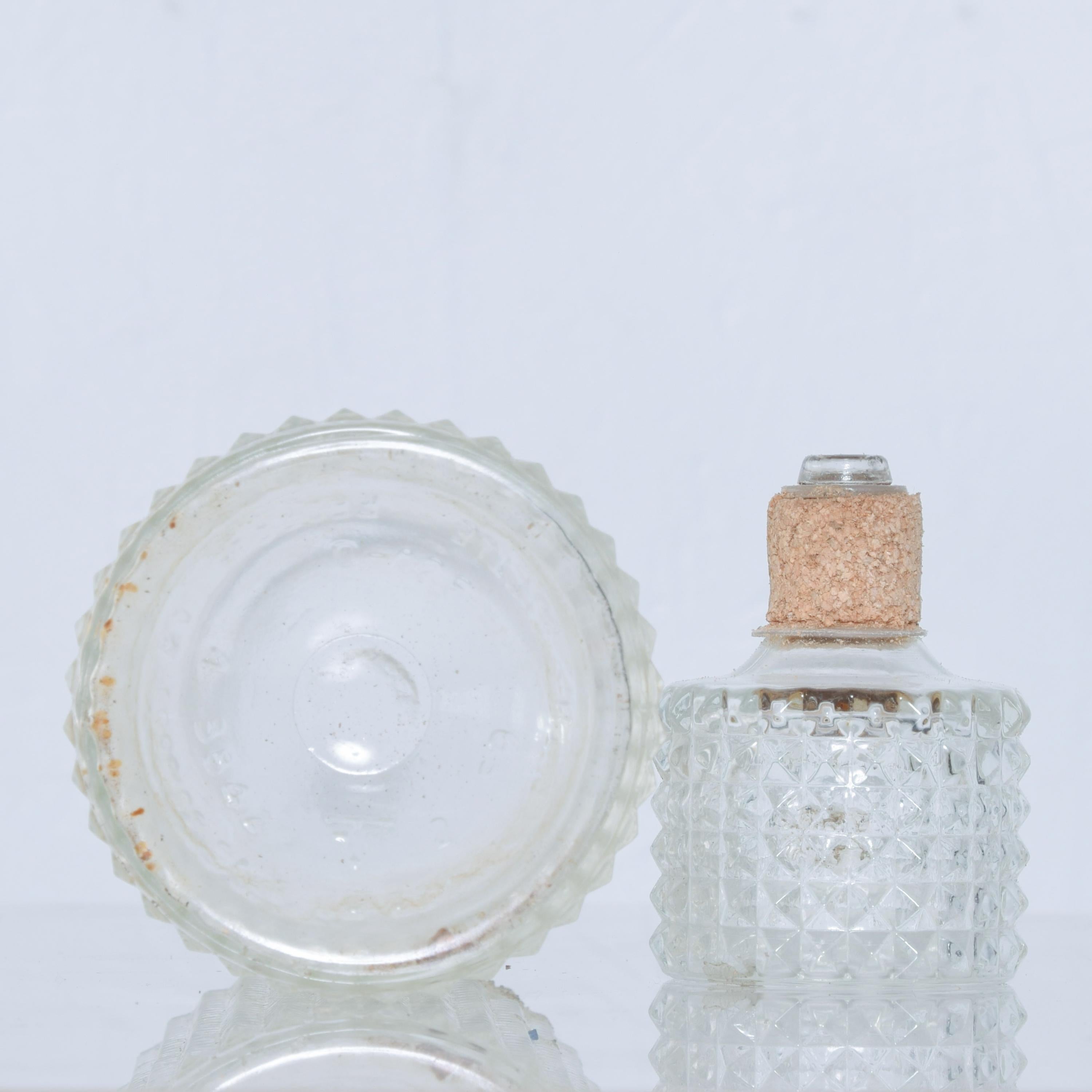 Mid-Century Modern 1970s Modern Whiskey Bottle Decanter Diamond Cut-Glass Cork Stopper
