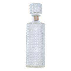 1970s Modern Whiskey Bottle Decanter Diamond Cut-Glass Cork Stopper