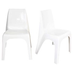 Vintage Modern White Molded Plastic Chairs Style of Kartell 4850 by Castiglioni