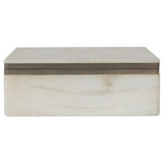 Modern White Onyx Marble and Brass Jewelry Box from Belgium