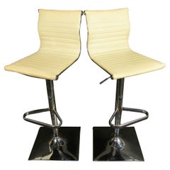 Vintage Modern White Vinyl Barstools