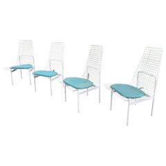 Used Modern Wire Mesh Patio Chairs, Set of 4