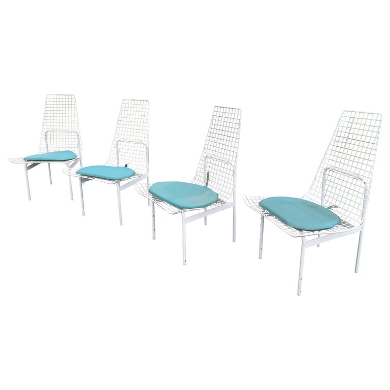 Vintage Modern Wire Mesh Patio Chairs, Set of 4 For Sale at 1stDibs