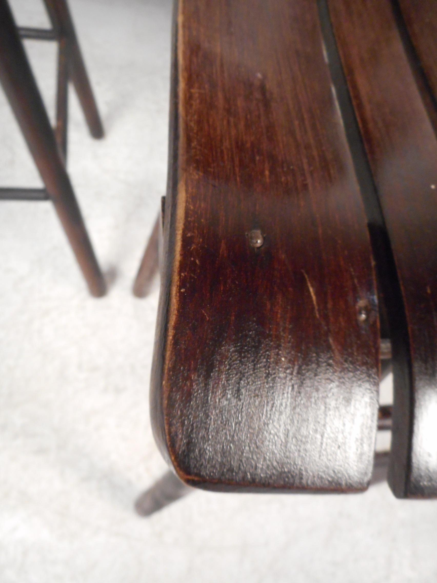 Vintage Modern Wood-Slat Stools For Sale 5