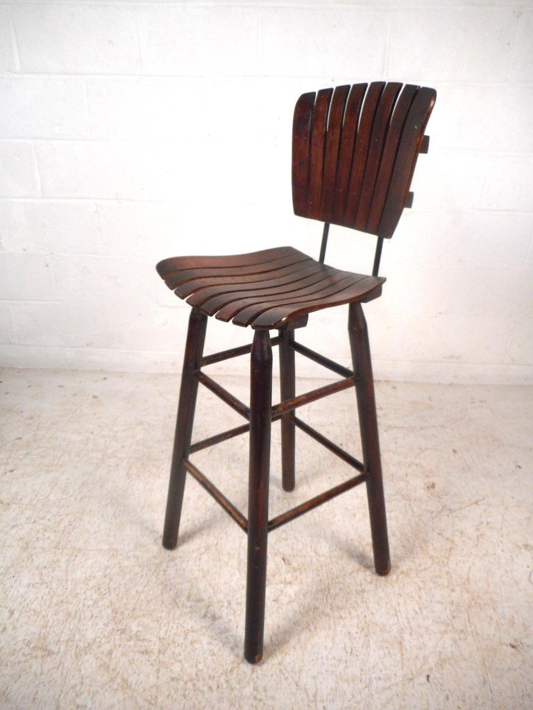 Vintage Modern Wood-Slat Stools For Sale at 1stDibs