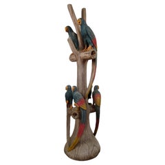 Vintage Modern Wooden Macaw Sculpture