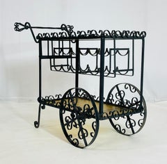 Vintage Modern Wrought Iron Bar Cart, USA 1960'S