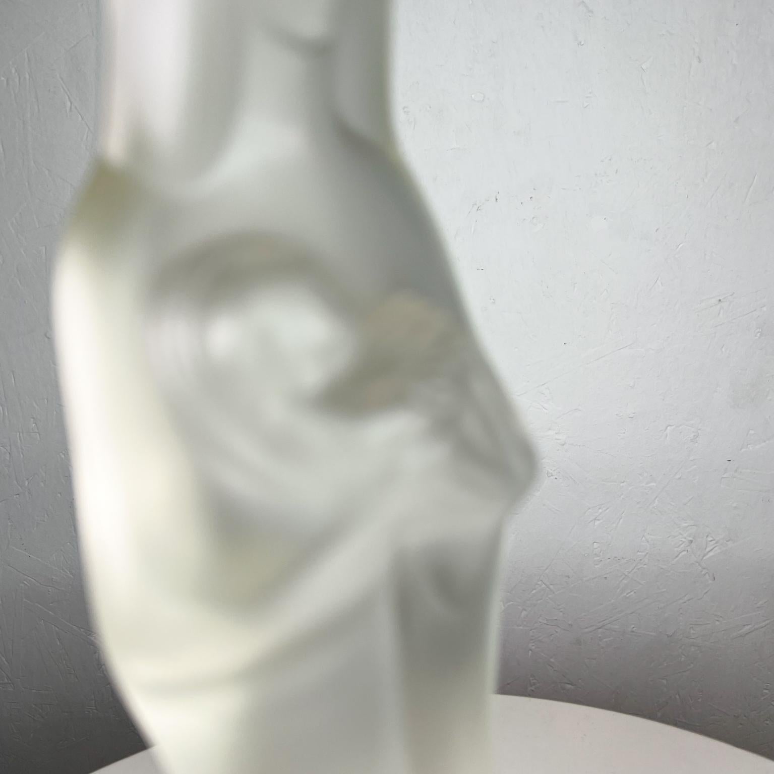 1960s Modernism Madonna and Child Sculpture Frosted Art Glass Figurine 2