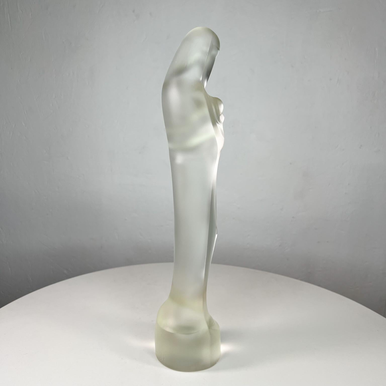 Mid-Century Modern 1960s Modernism Madonna and Child Sculpture Frosted Art Glass Figurine
