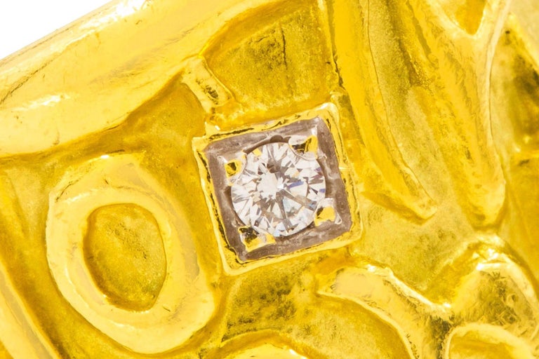 Vintage Modernist 18 Karat Yellow Gold and Diamond Ring For Sale at 1stDibs