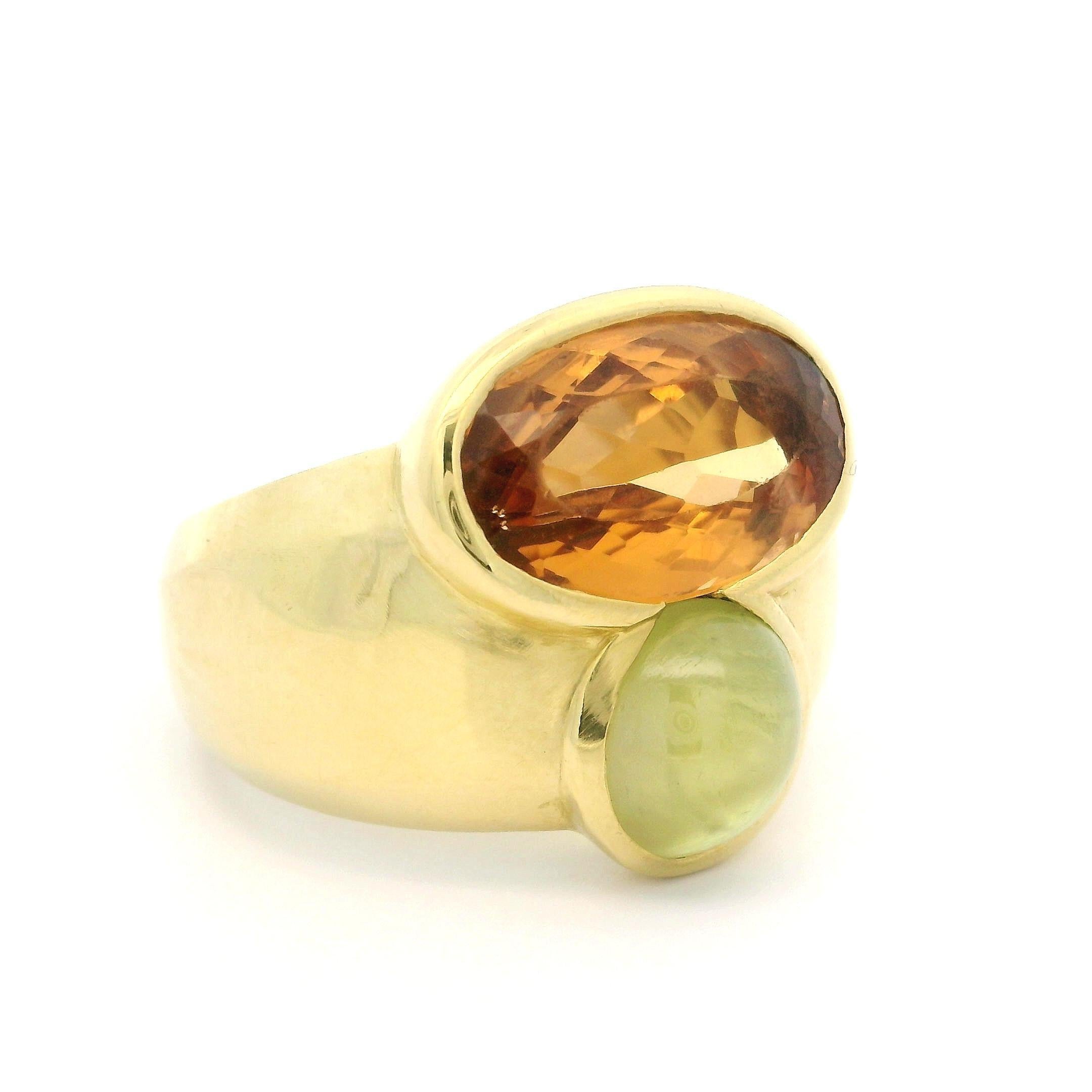 Anillo modernista vintage de oro de 18 quilates GIA de 9,50 quilates de precioso topacio imperial y ojo de gato en venta 4