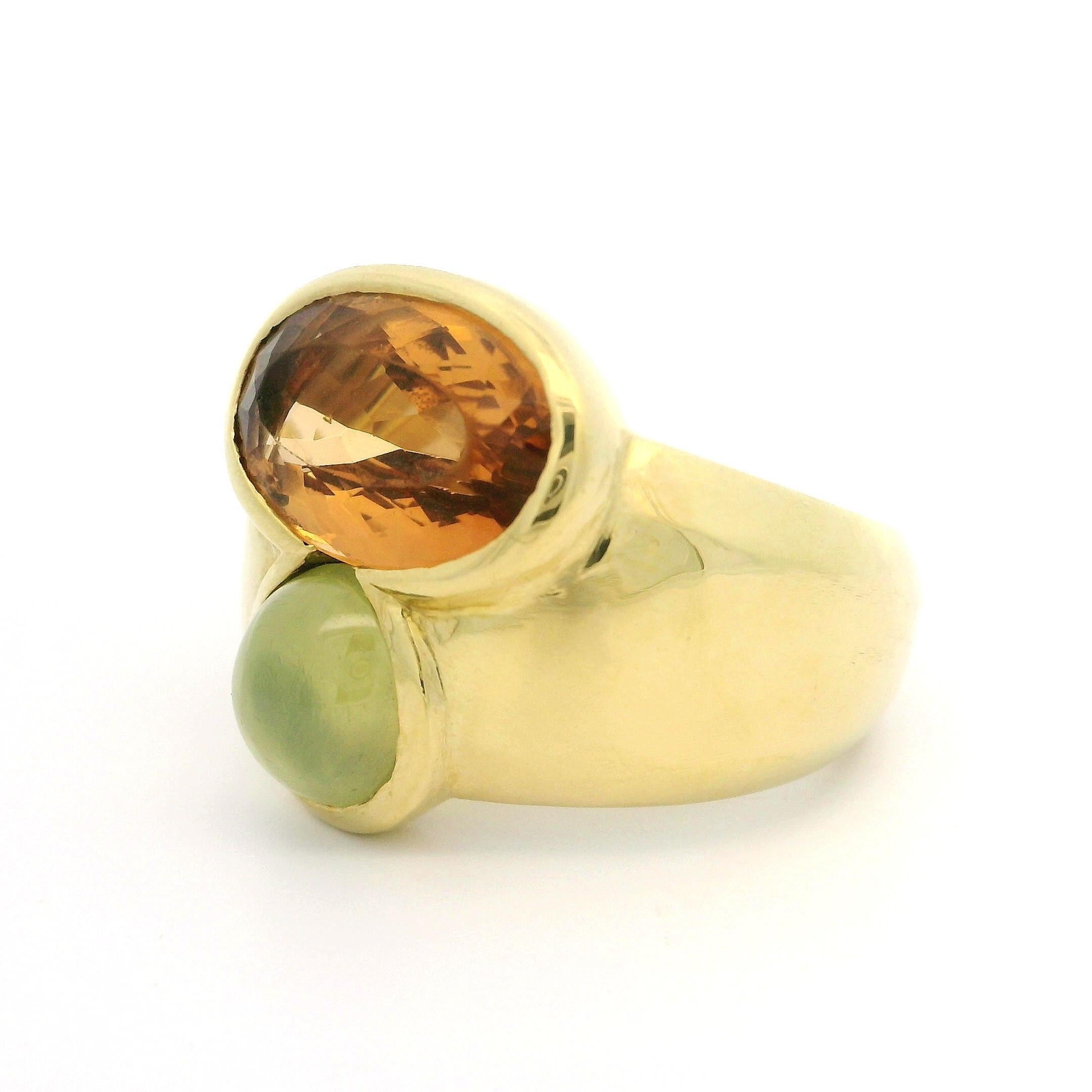Anillo modernista vintage de oro de 18 quilates GIA de 9,50 quilates de precioso topacio imperial y ojo de gato en venta 5