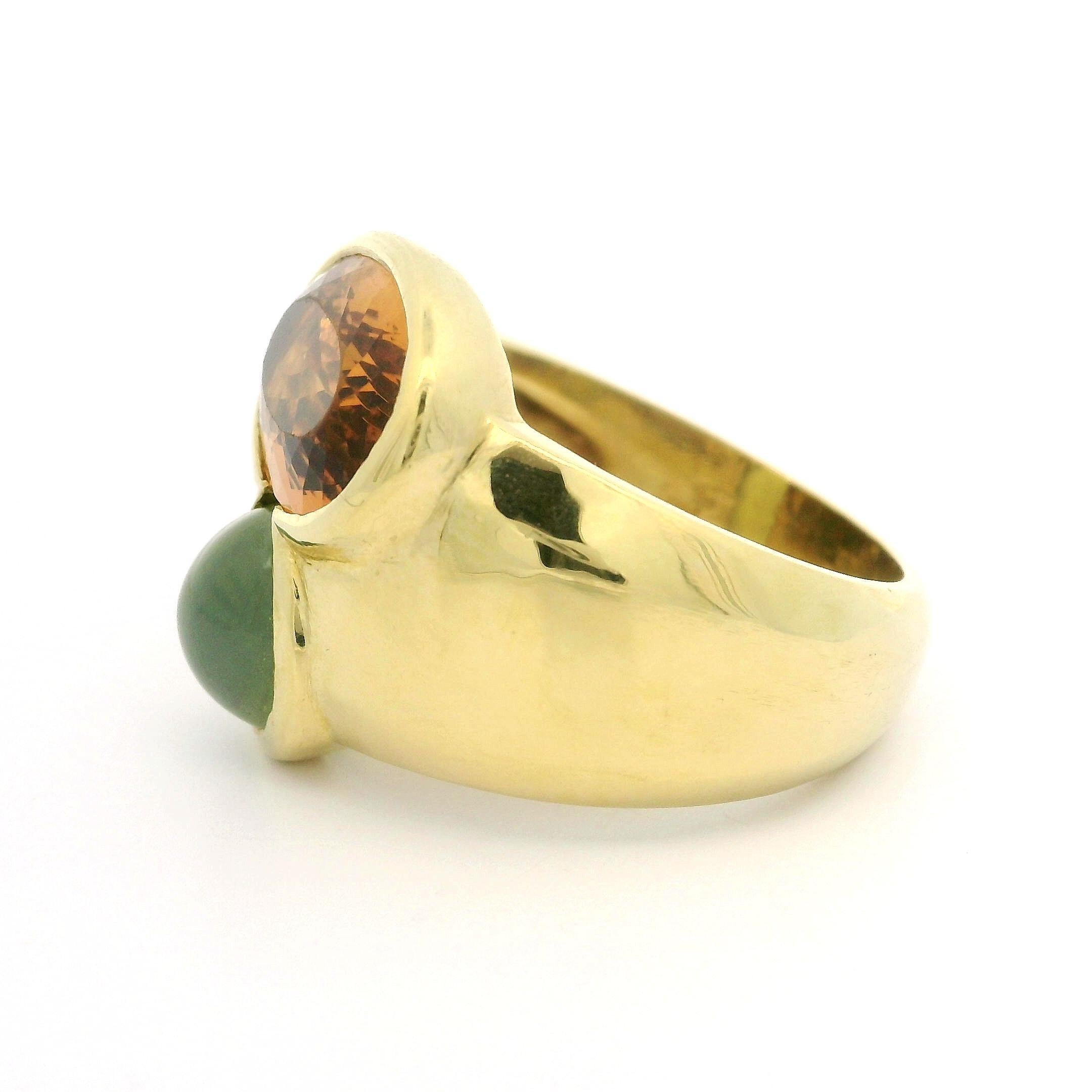 Anillo modernista vintage de oro de 18 quilates GIA de 9,50 quilates de precioso topacio imperial y ojo de gato en venta 6