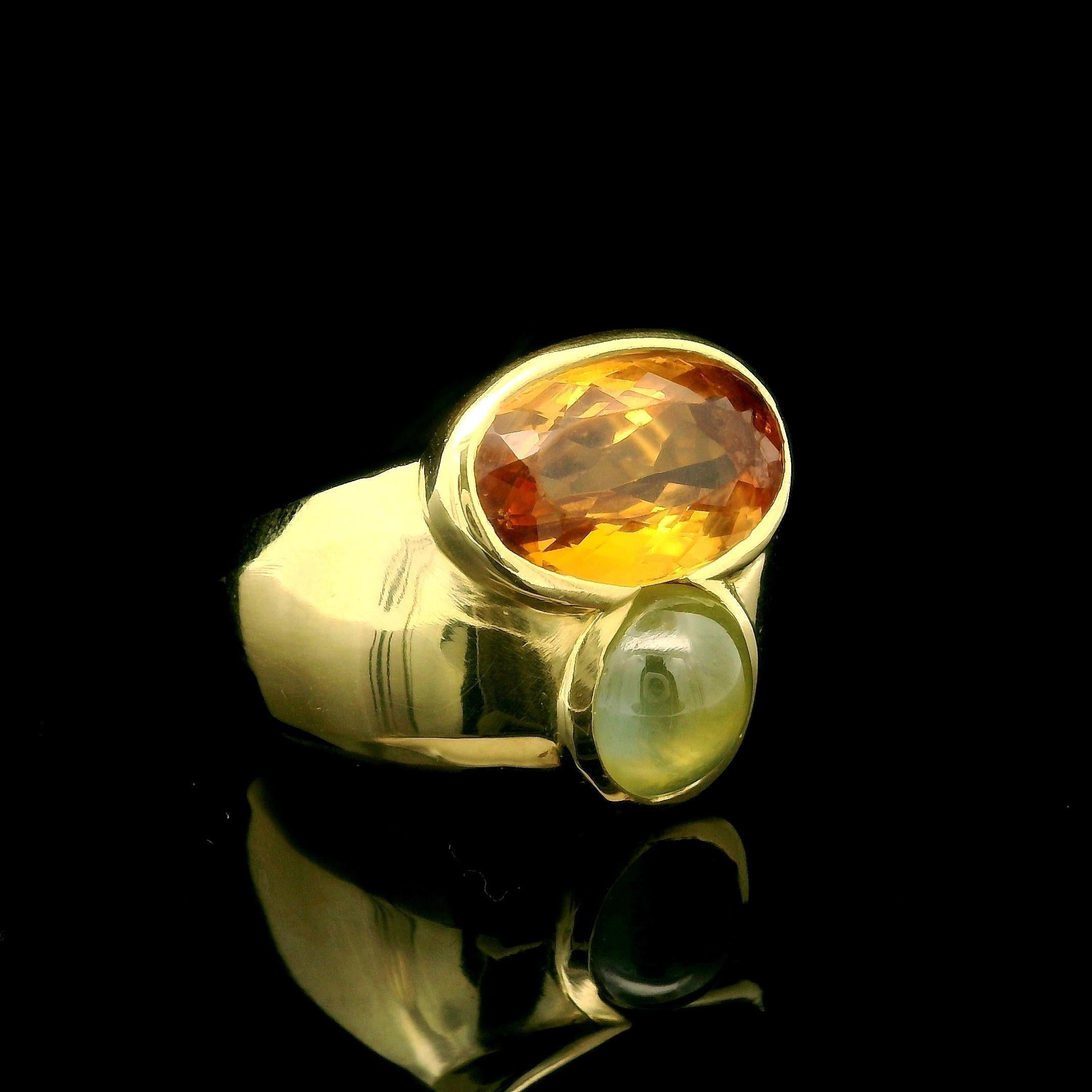 Anillo modernista vintage de oro de 18 quilates GIA de 9,50 quilates de precioso topacio imperial y ojo de gato en venta 7