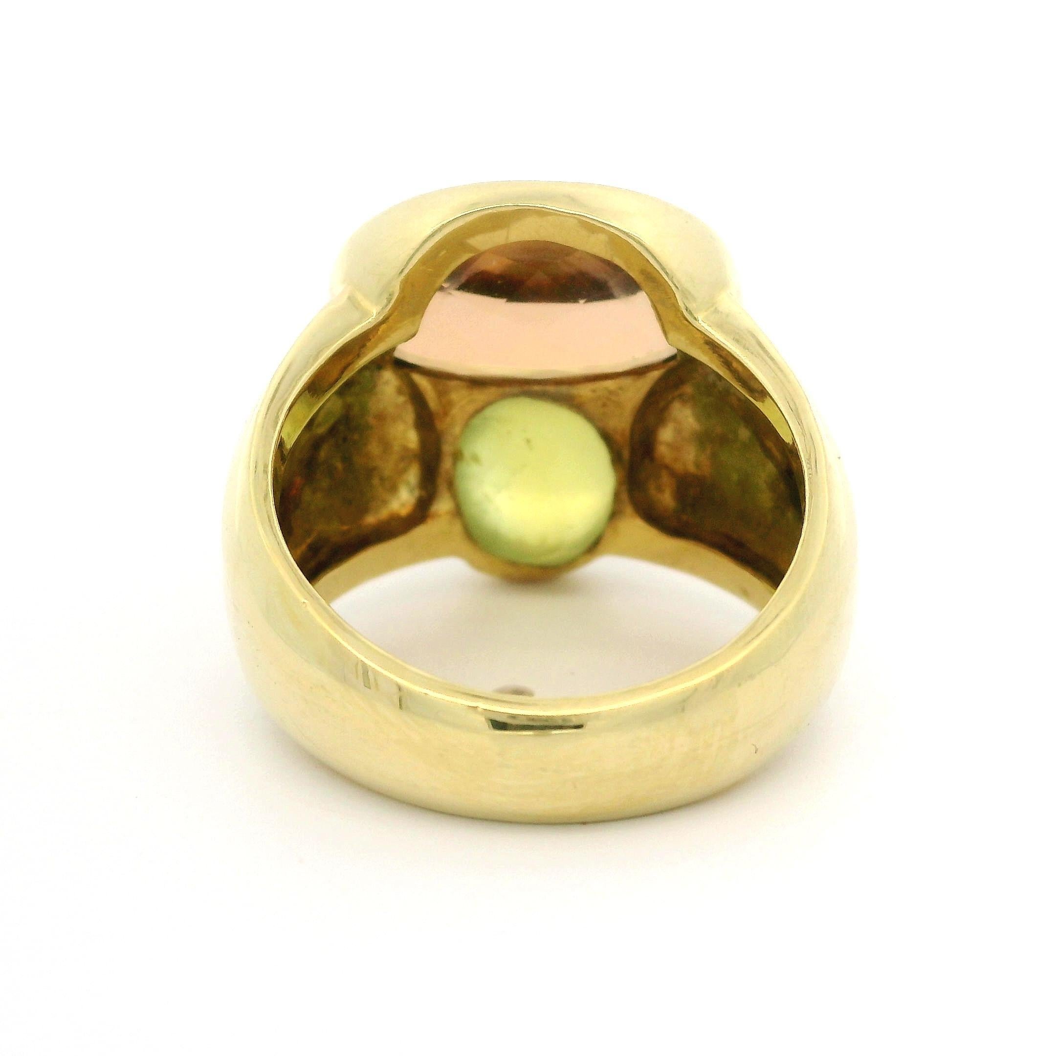 Anillo modernista vintage de oro de 18 quilates GIA de 9,50 quilates de precioso topacio imperial y ojo de gato Moderno en venta