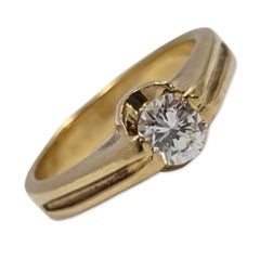 Vintage Modernist 18k Gold Ring with Exceptional 0.52ct Brilliant Diamond