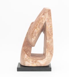 Vintage Modernist Abstract Carved Pink Marble Sculpture