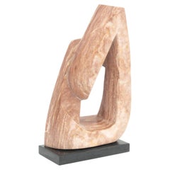 Vintage Modernist Abstract Carved Pink Marble Sculpture