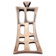 Vintage Modernist Abstract Solid Sterling Silver Pendant