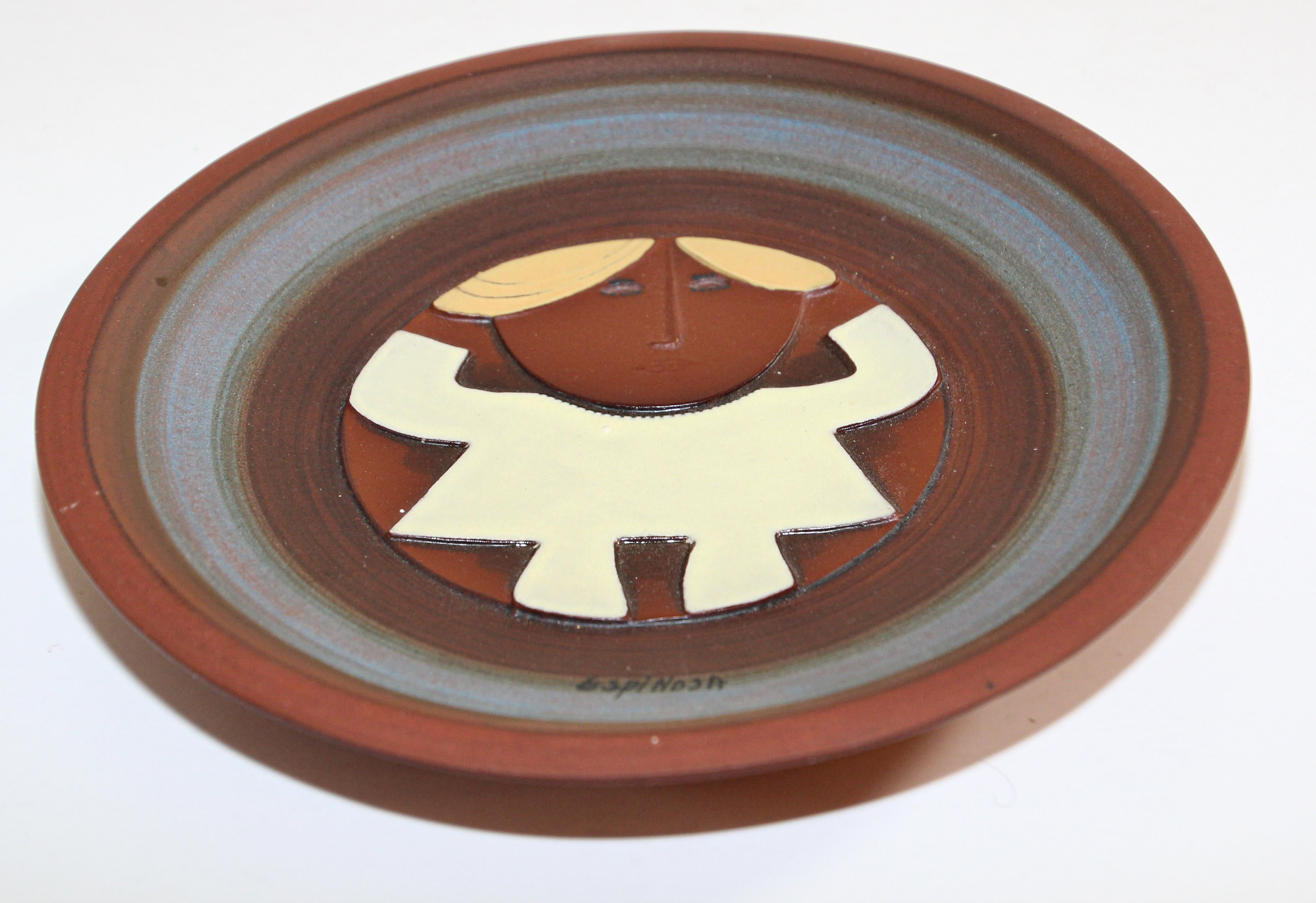 Post-Modern Vintage Modernist Abstract Susana Espinosa Studio Art Pottery Plate Puerto Rico