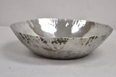 Modernistische Vintage-Obstschale, handgehämmert, Art-Déco-Stil, 13" rund, Vintage