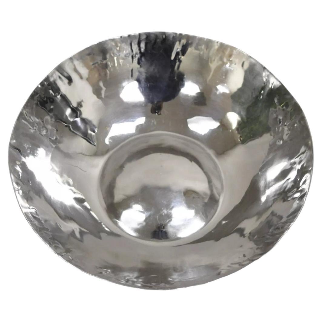 Vintage Modernist Art Deco Hand Hammered 13" Round Centerpiece Fruit Bowl