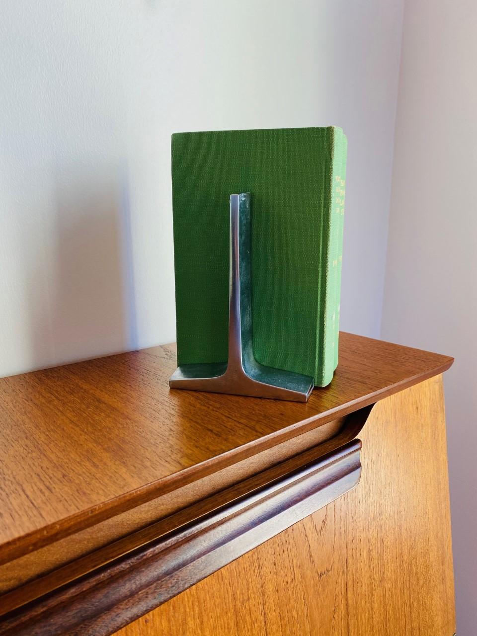 Mid-Century Modern Vintage Modernist Bill Curry Style Chrome Steel I Beam Bookends